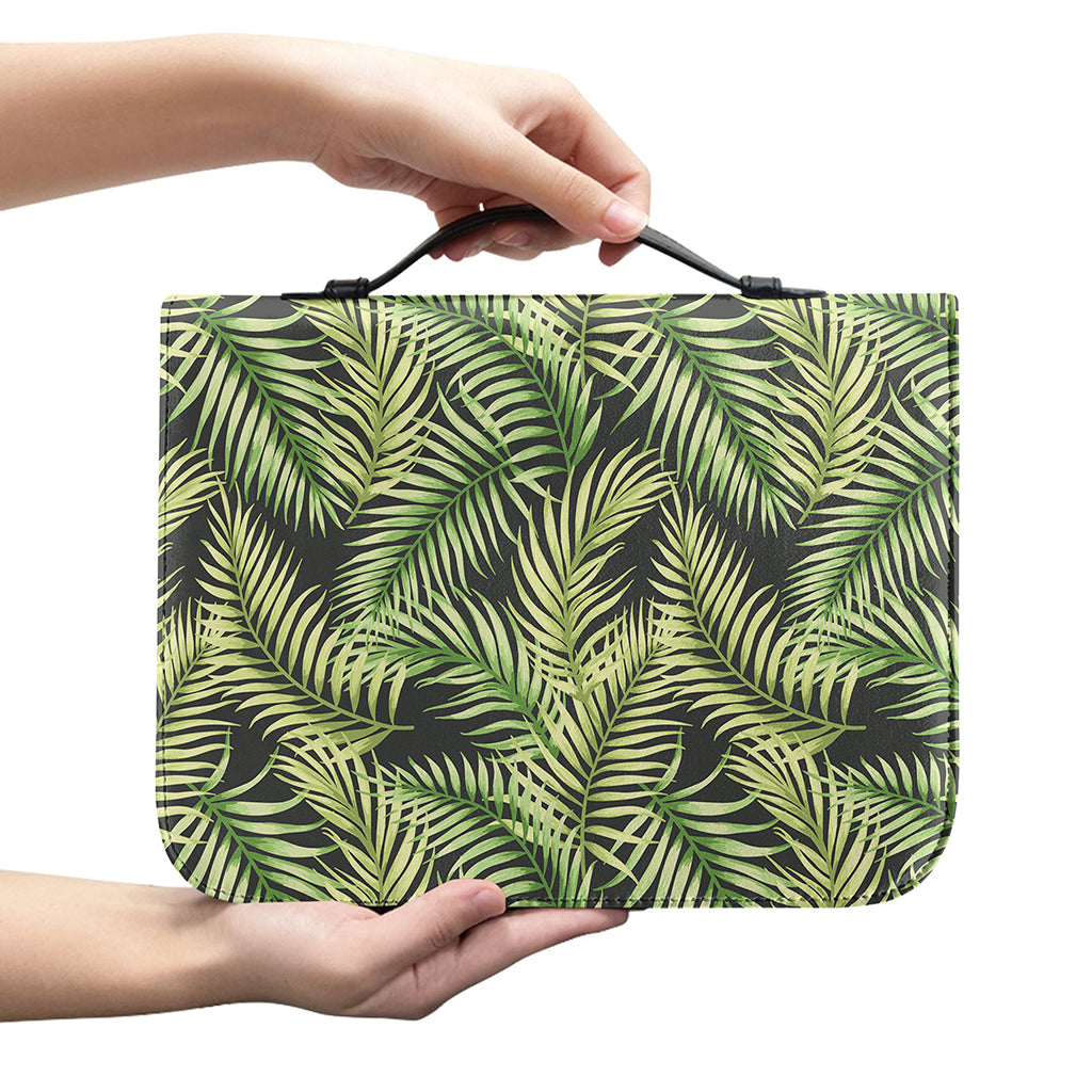 Green Tropical Palm Leaf Pattern Print Leather Bible Cover