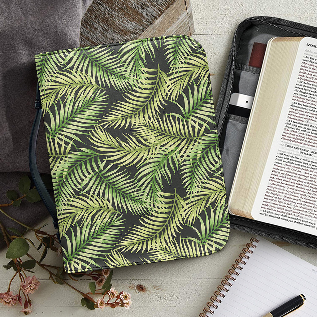 Green Tropical Palm Leaf Pattern Print Leather Bible Cover