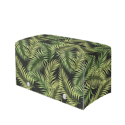Green Tropical Palm Leaf Pattern Print Leather Tissue Box Cover