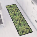 Green Tropical Palm Leaf Pattern Print Long Kitchen Mat