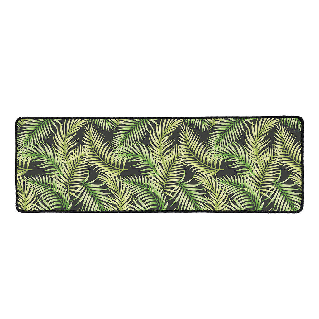 Green Tropical Palm Leaf Pattern Print Long Kitchen Mat