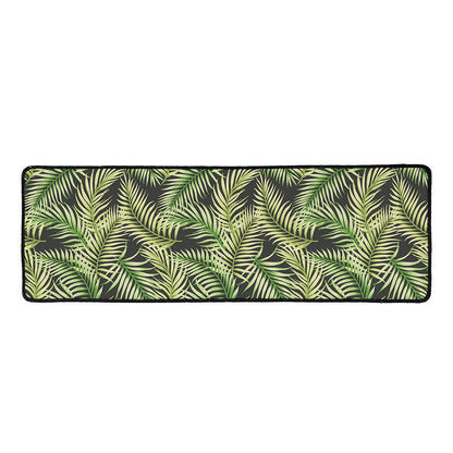 Green Tropical Palm Leaf Pattern Print Long Kitchen Mat