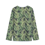 Green Tropical Palm Leaf Pattern Print Long Sleeve Short Coat