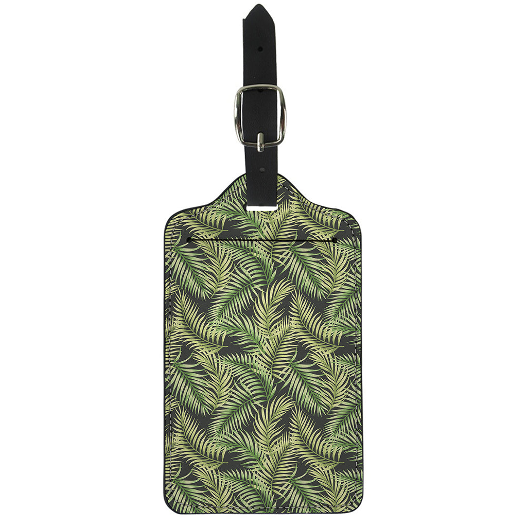 Green Tropical Palm Leaf Pattern Print Luggage Tag