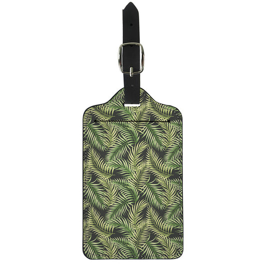 Green Tropical Palm Leaf Pattern Print Luggage Tag