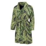 Green Tropical Palm Leaf Pattern Print Men's Bathrobe