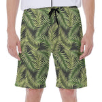 Green Tropical Palm Leaf Pattern Print Men's Beach Shorts