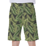 Green Tropical Palm Leaf Pattern Print Men's Beach Shorts