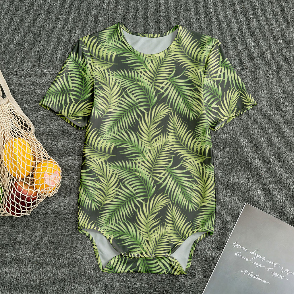 Green Tropical Palm Leaf Pattern Print Men's Bodysuit