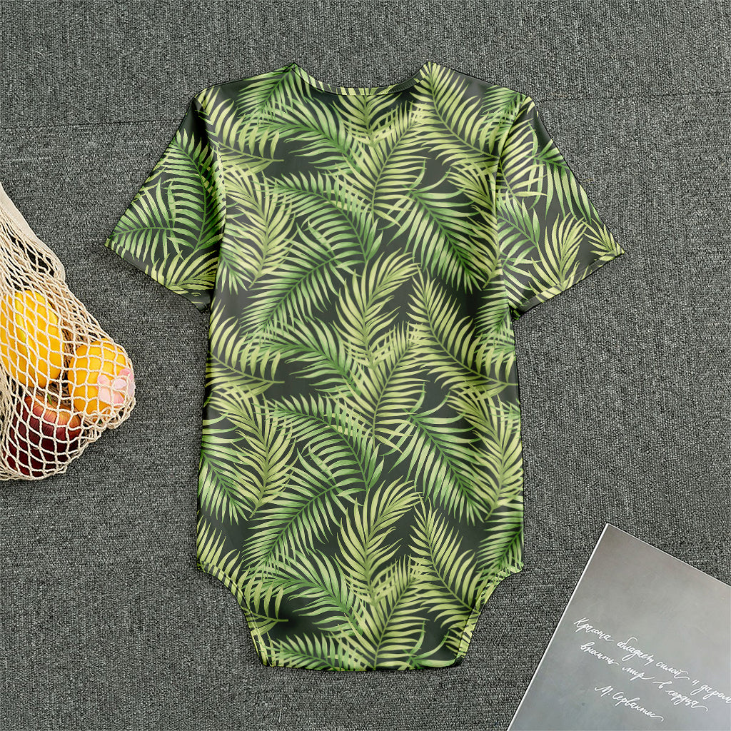 Green Tropical Palm Leaf Pattern Print Men's Bodysuit