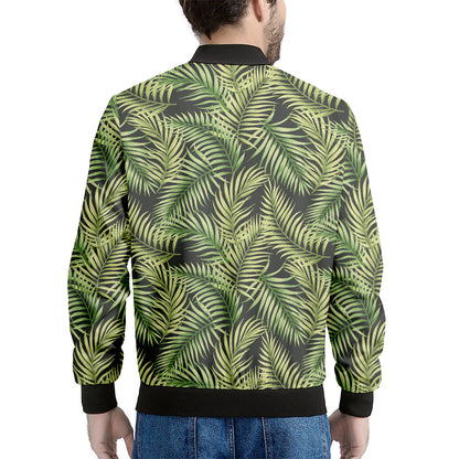 Green Tropical Palm Leaf Pattern Print Men's Bomber Jacket