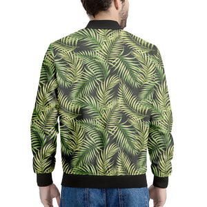 Green Tropical Palm Leaf Pattern Print Men's Bomber Jacket