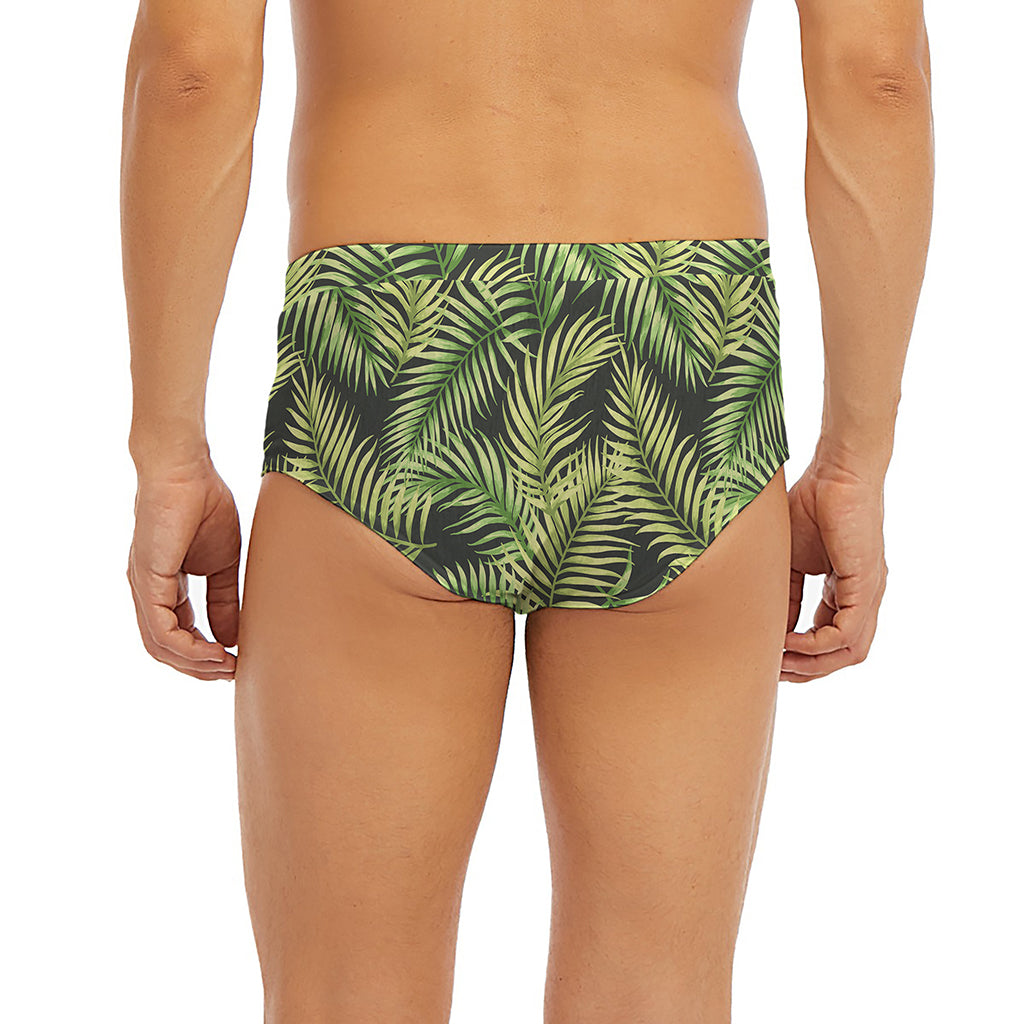 Green Tropical Palm Leaf Pattern Print Men's Briefs