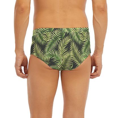 Green Tropical Palm Leaf Pattern Print Men's Briefs