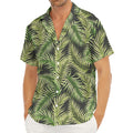 Green Tropical Palm Leaf Pattern Print Men's Deep V-Neck Shirt