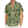 Green Tropical Palm Leaf Pattern Print Men's Deep V-Neck Shirt