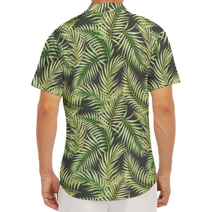 Green Tropical Palm Leaf Pattern Print Men's Deep V-Neck Shirt