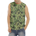 Green Tropical Palm Leaf Pattern Print Men's Fitness Tank Top