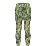 Green Tropical Palm Leaf Pattern Print Men's leggings