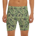 Green Tropical Palm Leaf Pattern Print Men's Long Boxer Briefs
