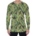 Green Tropical Palm Leaf Pattern Print Men's Long Sleeve T-Shirt