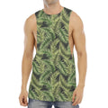 Green Tropical Palm Leaf Pattern Print Men's Muscle Tank Top