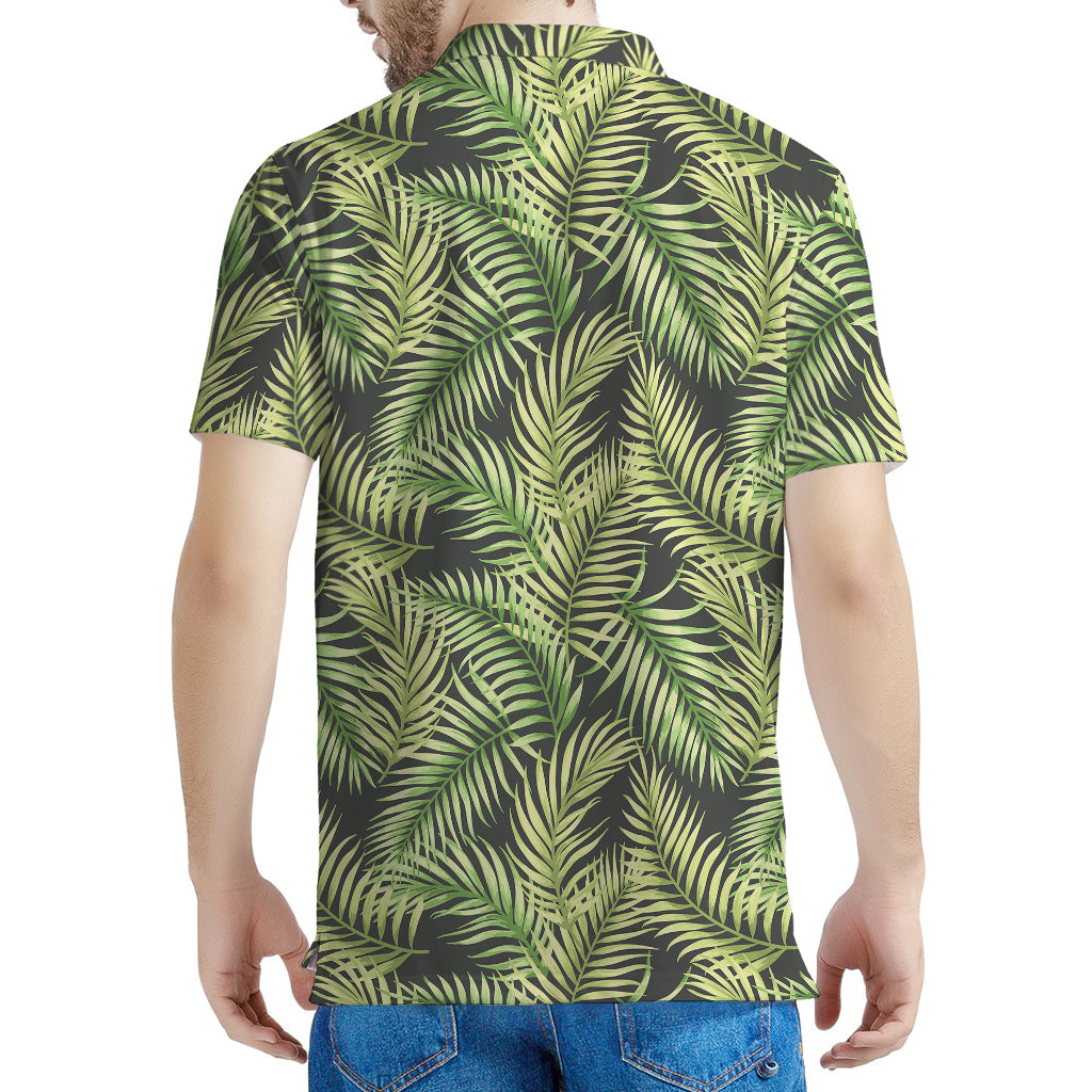 Green Tropical Palm Leaf Pattern Print Men's Polo Shirt