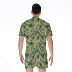 Green Tropical Palm Leaf Pattern Print Men's Rompers