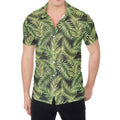 Green Tropical Palm Leaf Pattern Print Men's Shirt