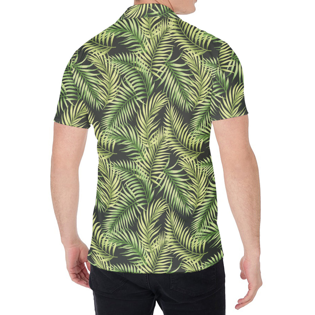 Green Tropical Palm Leaf Pattern Print Men's Shirt