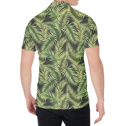 Green Tropical Palm Leaf Pattern Print Men's Shirt
