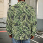 Green Tropical Palm Leaf Pattern Print Men's Shirt Jacket