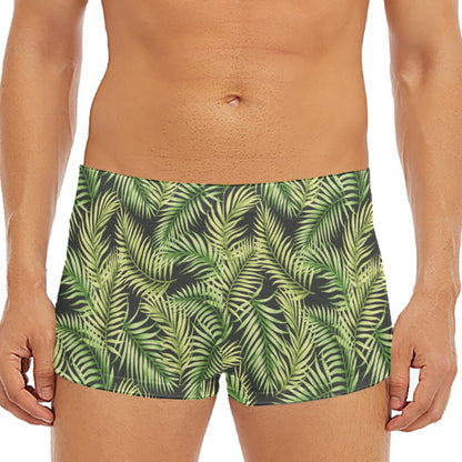 Green Tropical Palm Leaf Pattern Print Men's Short Boxer Briefs
