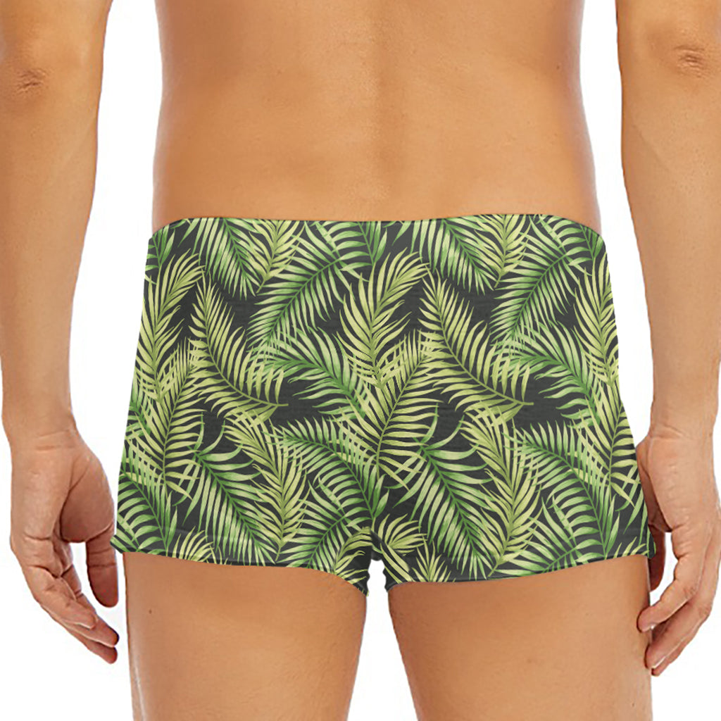 Green Tropical Palm Leaf Pattern Print Men's Short Boxer Briefs