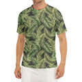 Green Tropical Palm Leaf Pattern Print Men's Short Sleeve Rash Guard