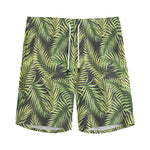 Green Tropical Palm Leaf Pattern Print Men's Sports Shorts