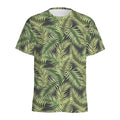 Green Tropical Palm Leaf Pattern Print Men's Athletic T-Shirt