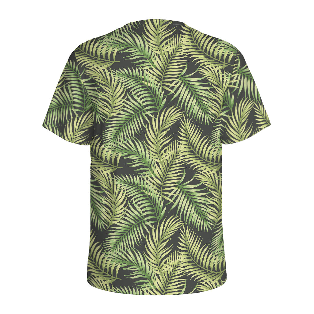 Green Tropical Palm Leaf Pattern Print Men's Sports T-Shirt