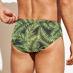 Green Tropical Palm Leaf Pattern Print Men's Swim Briefs
