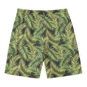 Green Tropical Palm Leaf Pattern Print Men's Swim Trunks