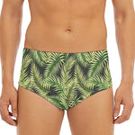 Green Tropical Palm Leaf Pattern Print Men's Triangle Swim Briefs