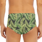 Green Tropical Palm Leaf Pattern Print Men's Triangle Swim Briefs