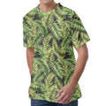 Green Tropical Palm Leaf Pattern Print Men's Velvet T-Shirt