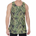 Green Tropical Palm Leaf Pattern Print Men's Velvet Tank Top