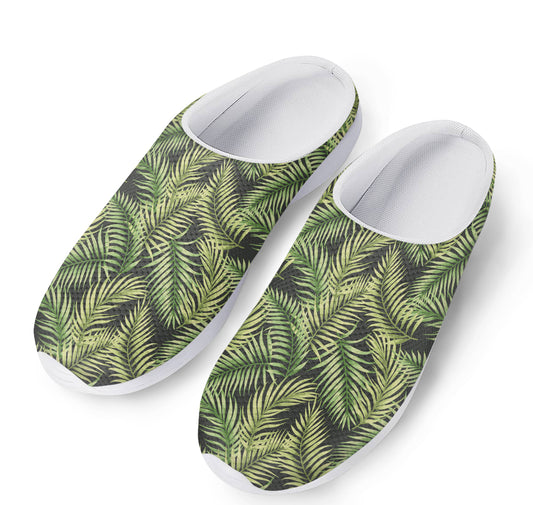 Green Tropical Palm Leaf Pattern Print Mesh Casual Shoes