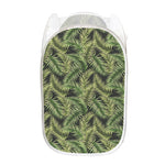 Green Tropical Palm Leaf Pattern Print Mesh Laundry Hamper