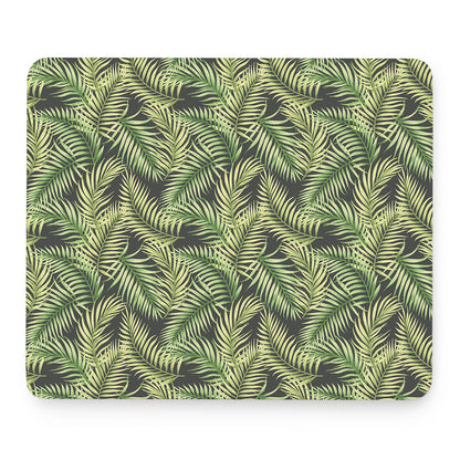 Green Tropical Palm Leaf Pattern Print Mouse Pad