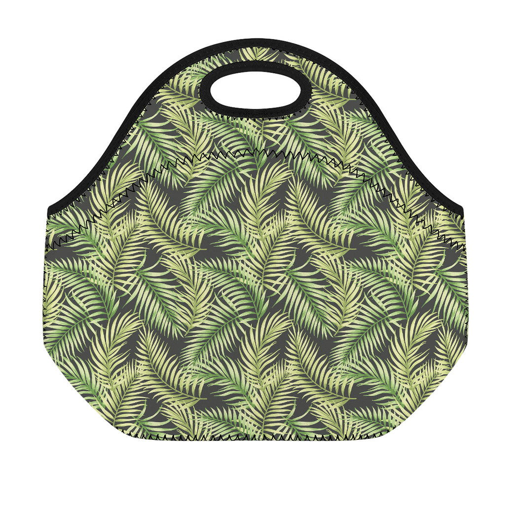 Green Tropical Palm Leaf Pattern Print Neoprene Lunch Bag