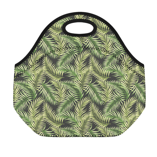 Green Tropical Palm Leaf Pattern Print Neoprene Lunch Bag