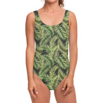 Green Tropical Palm Leaf Pattern Print One Piece Swimsuit